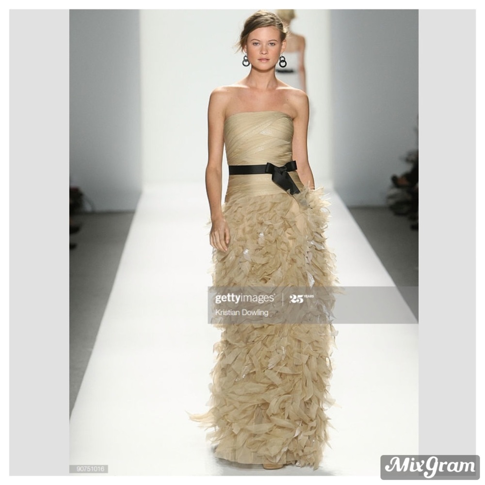 COPY - NEW Tadashi Shoji strapless ruffle chiffon gown